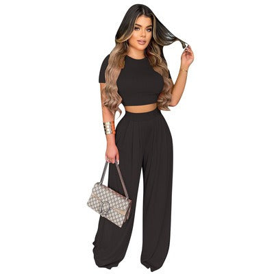 Plus Sized Women’s Casual Wide Leg Two Piece