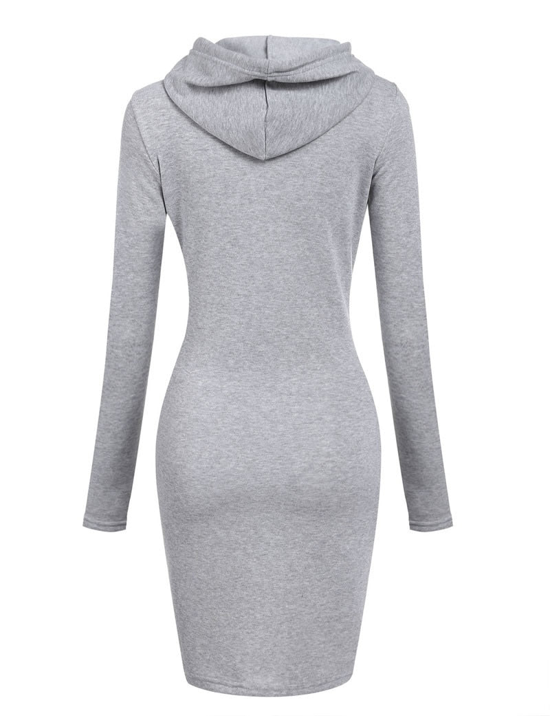 Women Long-sleeve Hoodie Pullover Dress