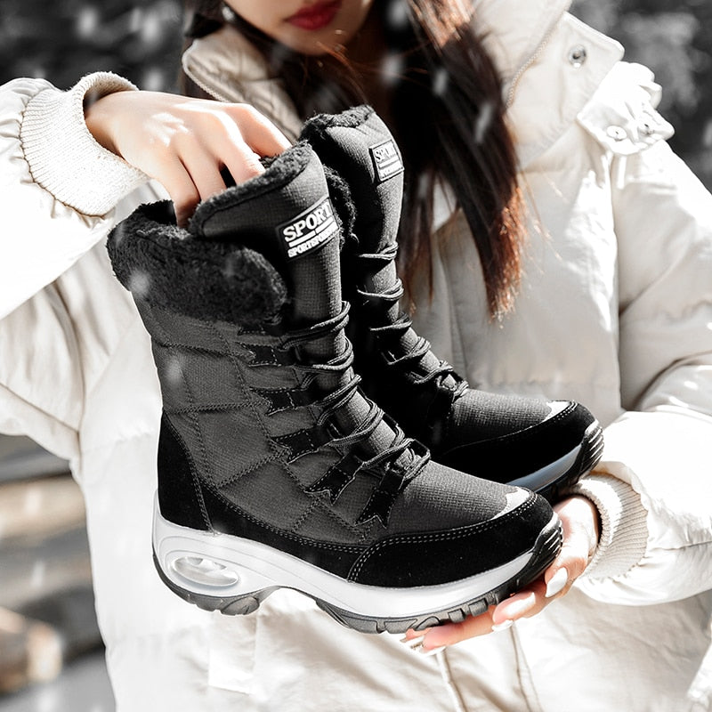 Moipheng Women Winter Mid-Calf Snow Boots