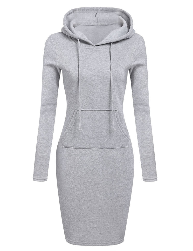 Women Long-sleeve Hoodie Pullover Dress