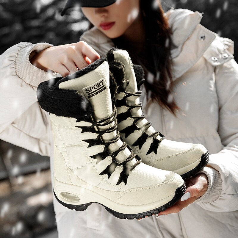 Moipheng Women Winter Mid-Calf Snow Boots