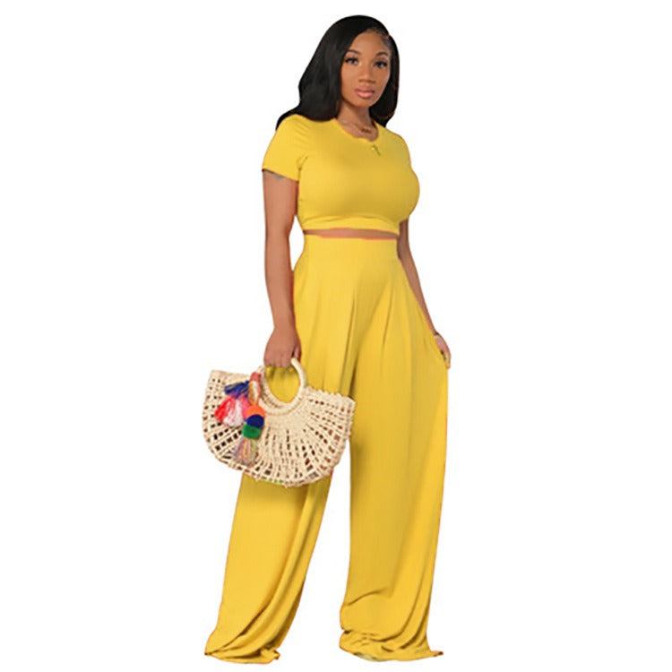 Plus Sized Women’s Casual Wide Leg Two Piece