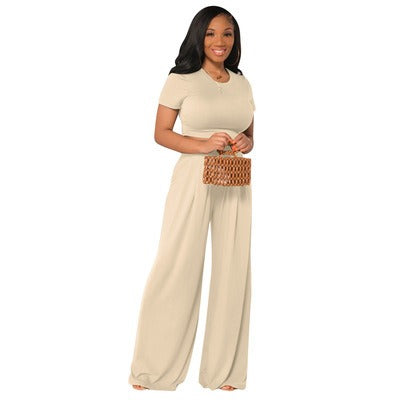 Plus Sized Women’s Casual Wide Leg Two Piece