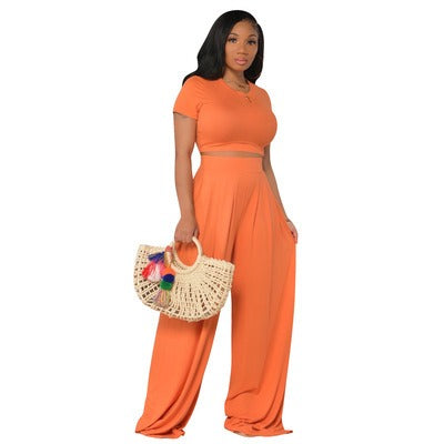 Plus Sized Women’s Casual Wide Leg Two Piece