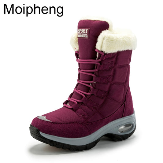 Moipheng Women Winter Mid-Calf Snow Boots