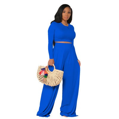 Plus Sized Women’s Casual Wide Leg Two Piece