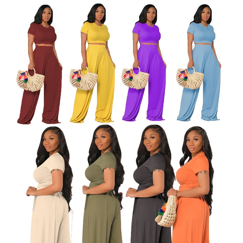 Plus Sized Women’s Casual Wide Leg Two Piece