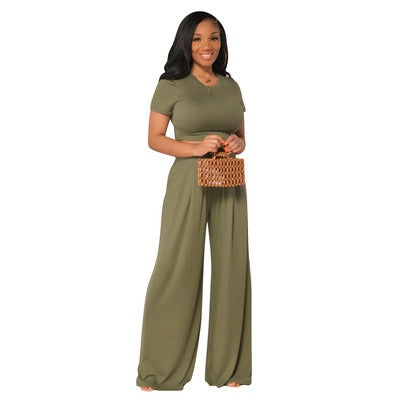 Plus Sized Women’s Casual Wide Leg Two Piece