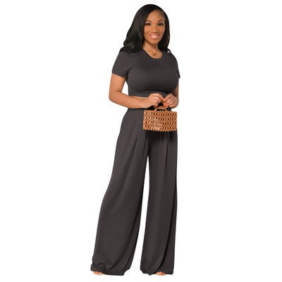 Plus Sized Women’s Casual Wide Leg Two Piece