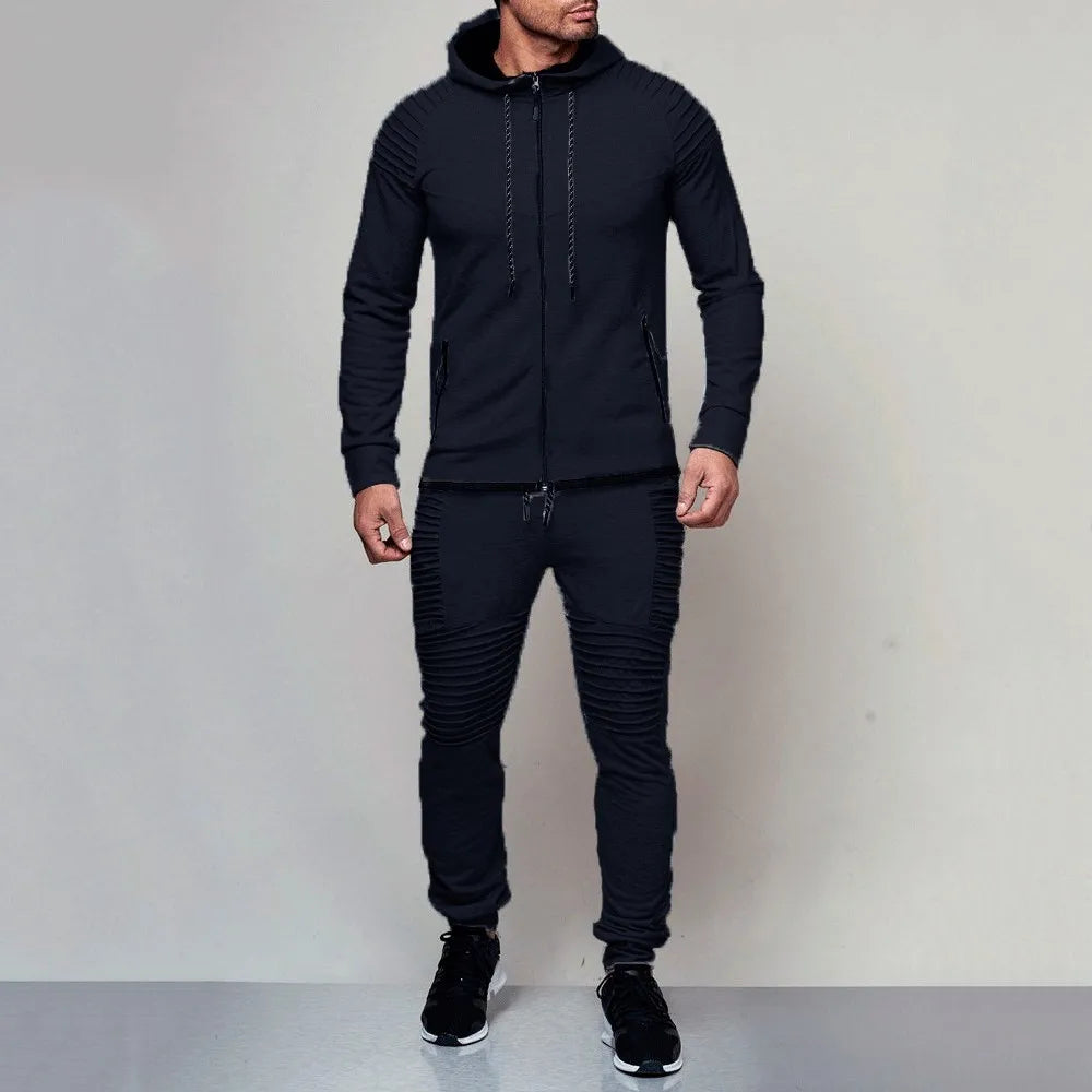 High Street Mens Zippered Hoodie Tracksuit