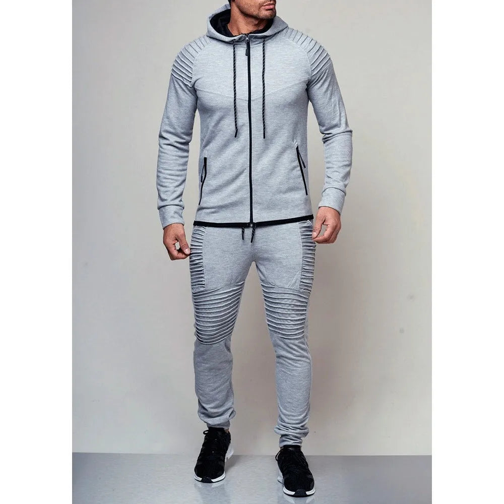 High Street Mens Zippered Hoodie Tracksuit