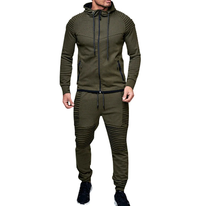 High Street Mens Zippered Hoodie Tracksuit