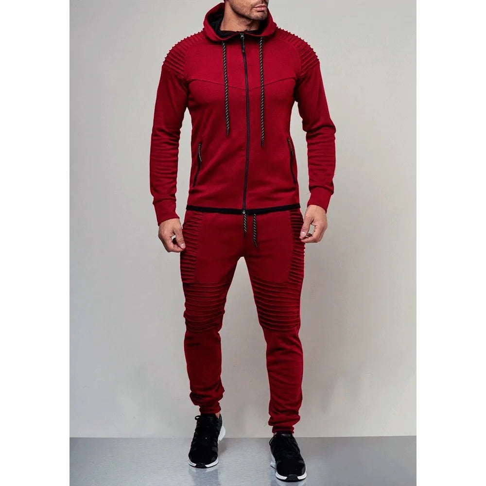 High Street Mens Zippered Hoodie Tracksuit