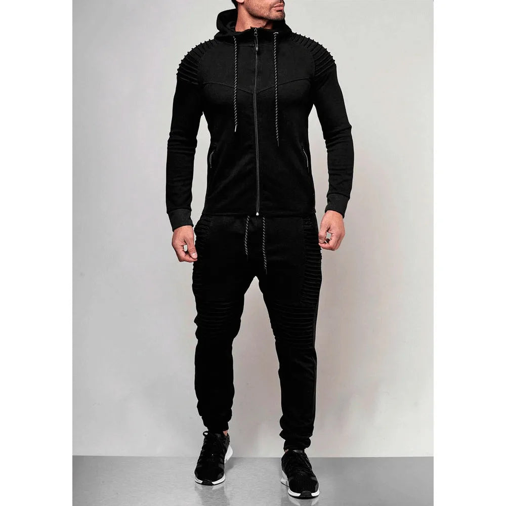 High Street Mens Zippered Hoodie Tracksuit