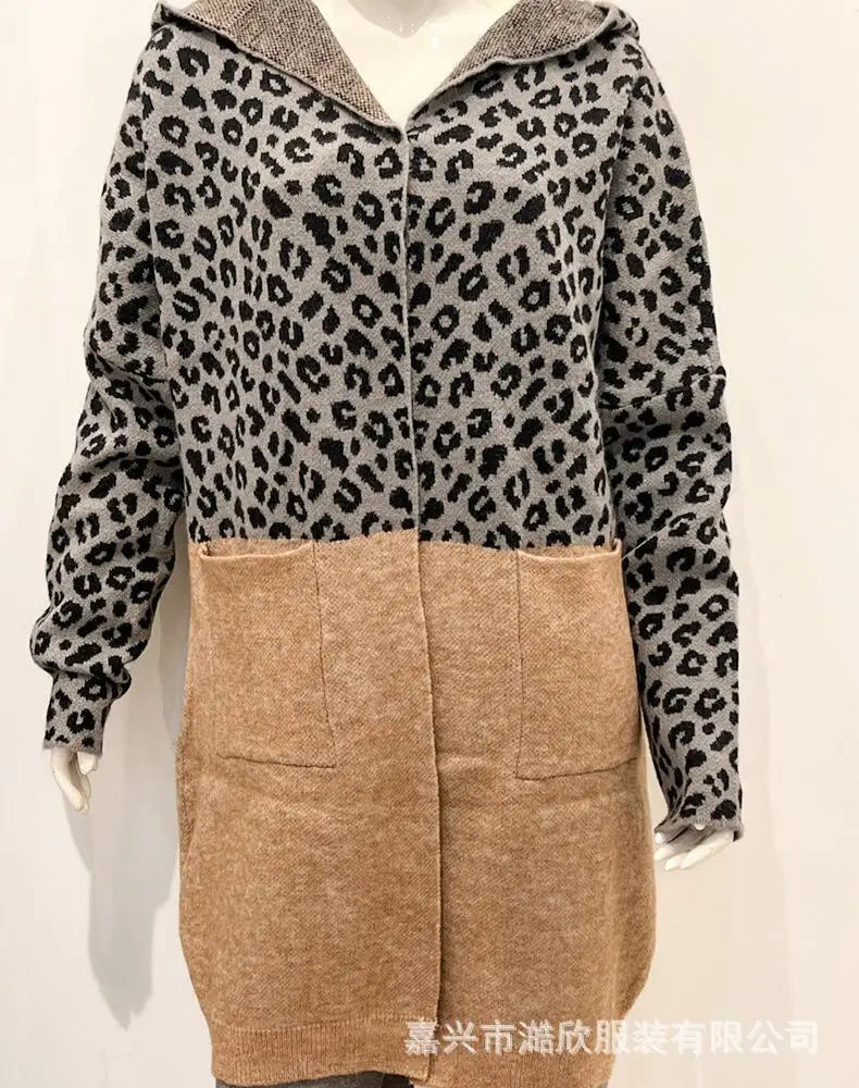 Women’s Knitted Leopard Cardigan Sweater