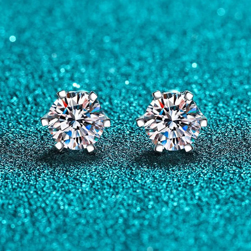 Sterling Silver .2-2ct D VVS1 Diamond GRA Moissanite Stud Earrings