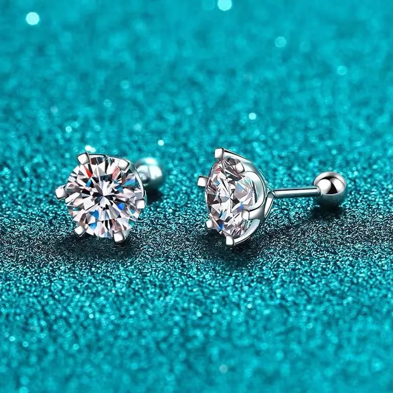 Sterling Silver .2-2ct D VVS1 Diamond GRA Moissanite Stud Earrings