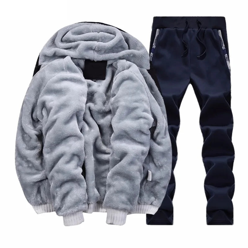 Men’s Fleece Thick Hooded Casual Track Suit