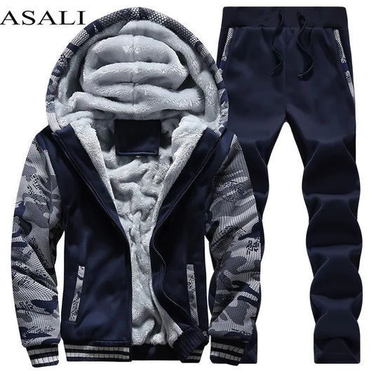 Men’s Fleece Thick Hooded Casual Track Suit