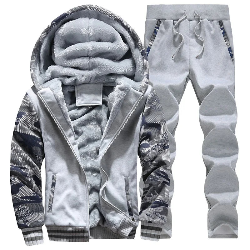 Men’s Fleece Thick Hooded Casual Track Suit