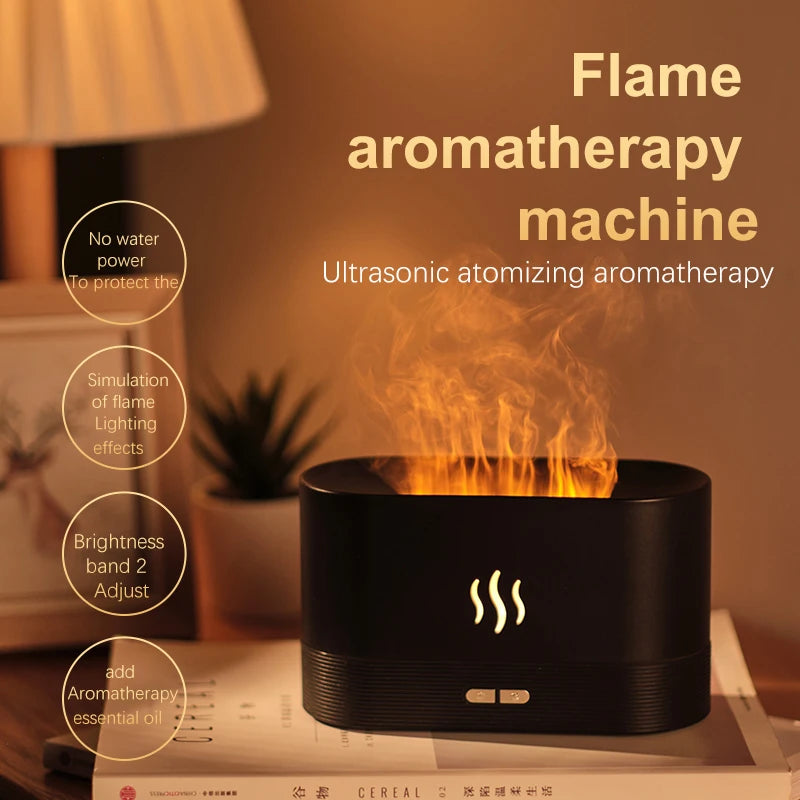 180ML USB Essential Oil Diffuser with Simulation Flame Ultrasonic Humidifier