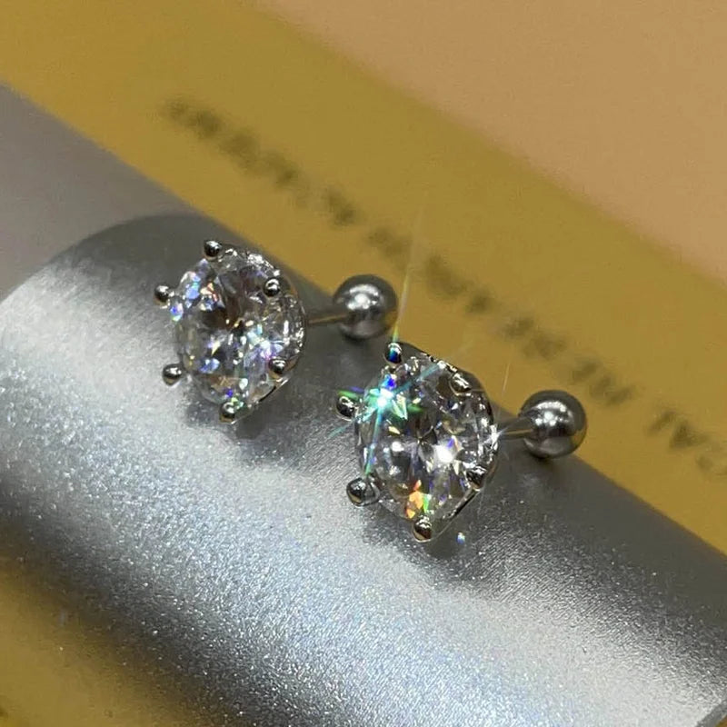 Sterling Silver .2-2ct D VVS1 Diamond GRA Moissanite Stud Earrings