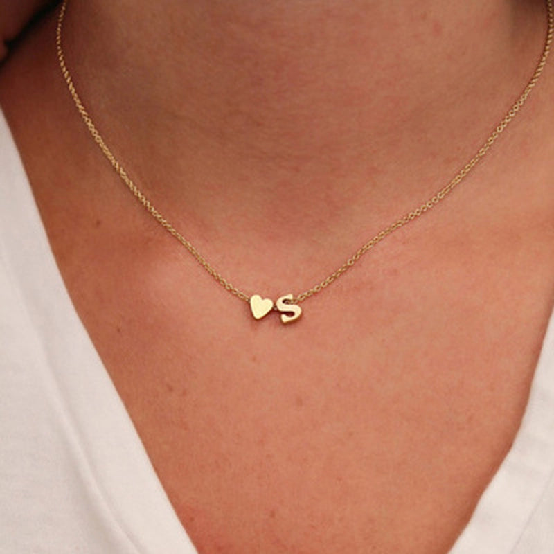 SUMENG Tiny Heart Dainty Initial Choker