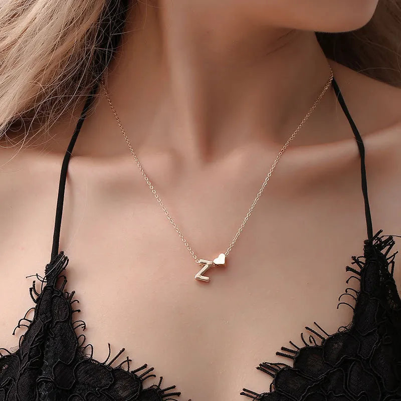 SUMENG Tiny Heart Dainty Initial Choker